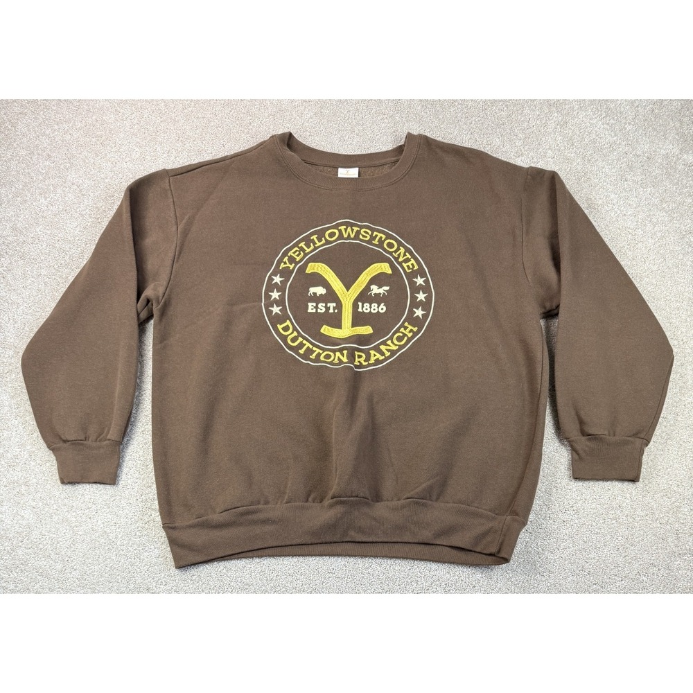 Yellowstone Women's Size XL Sweatshirt Shirt Top Dutton Ranch Embroidered Brown